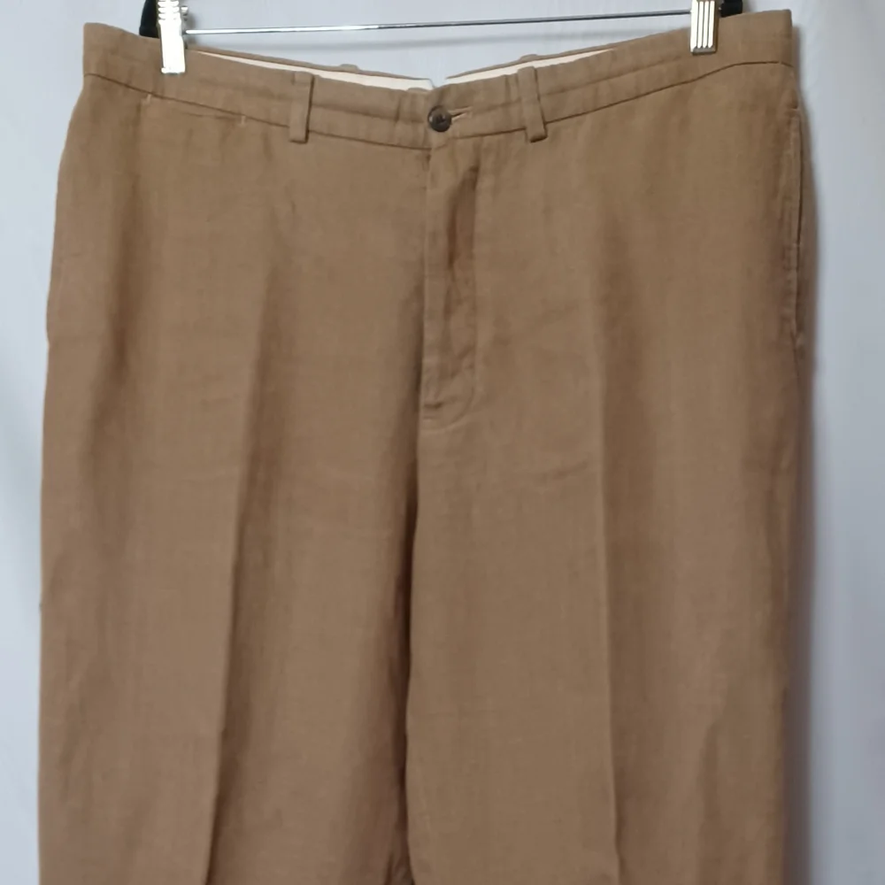 Polo Ralph Lauren Men's Tan Linen Pants With Button Fly. Size 38/30